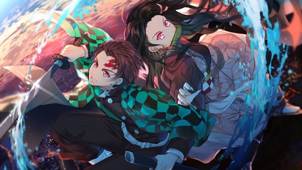 Hình anime thanh gươm diệt quỷ trong gió