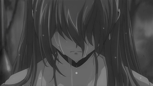 Hình anime trắng đen buồn khóc
