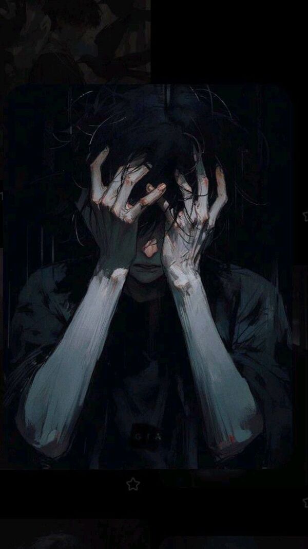 Tranh anime nam trắng đen buồn khóc